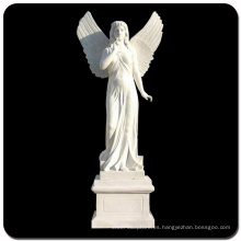 Venta caliente mano talla estatuas de ángel blanco de granito de tamaño natural